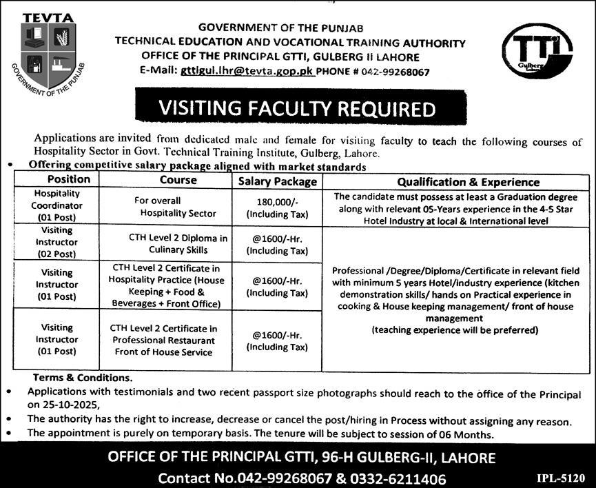 TEVTA Lahore Jobs